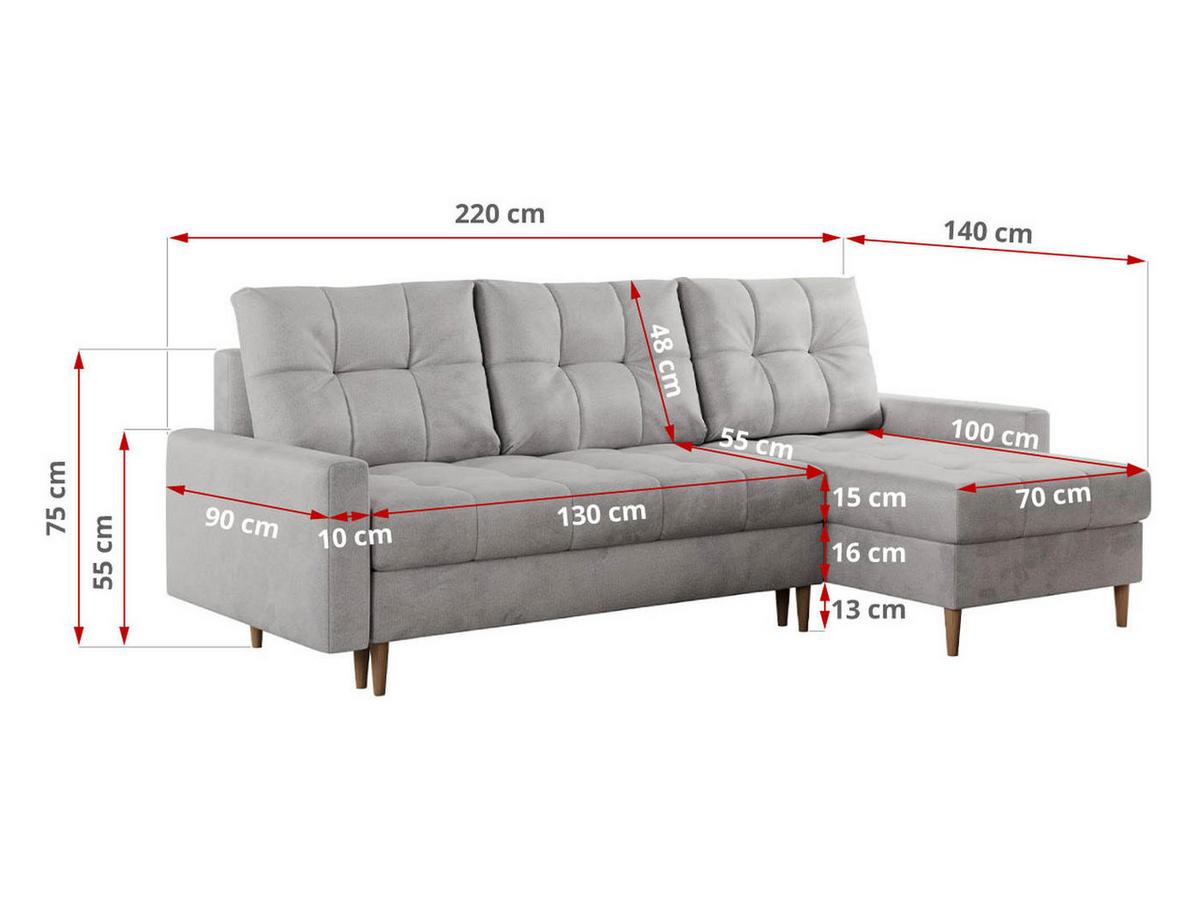 ECKSOFA Colin Velvet Hellgrau - Hellgrau/Braun, Holz/Textil (220/140cm) - MKS