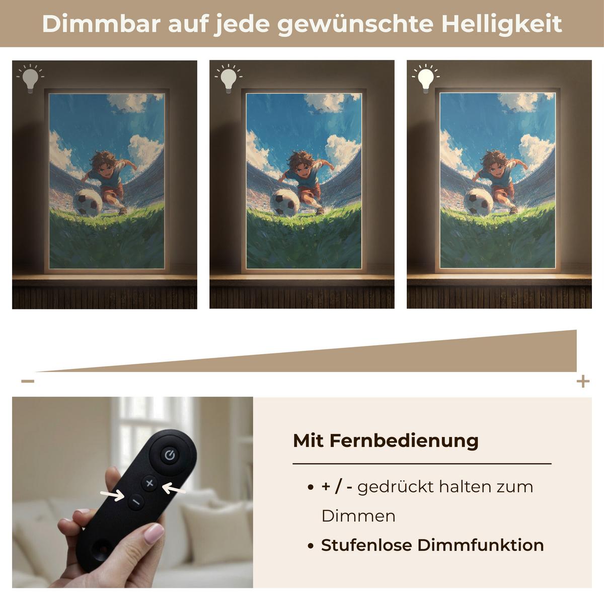 NACHTTISCHLAMPE MIT AKKU Stadion - Fußballer - Ball 40x60 cm - Blau, Holzwerkstoff (8/40/60cm) - OnlyWow