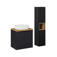 BADMÖBEL 60cm Riva 2er-Set Schwarz und Holz - Schwarz, Holzwerkstoff (60/57/40cm) - Petits-meubles