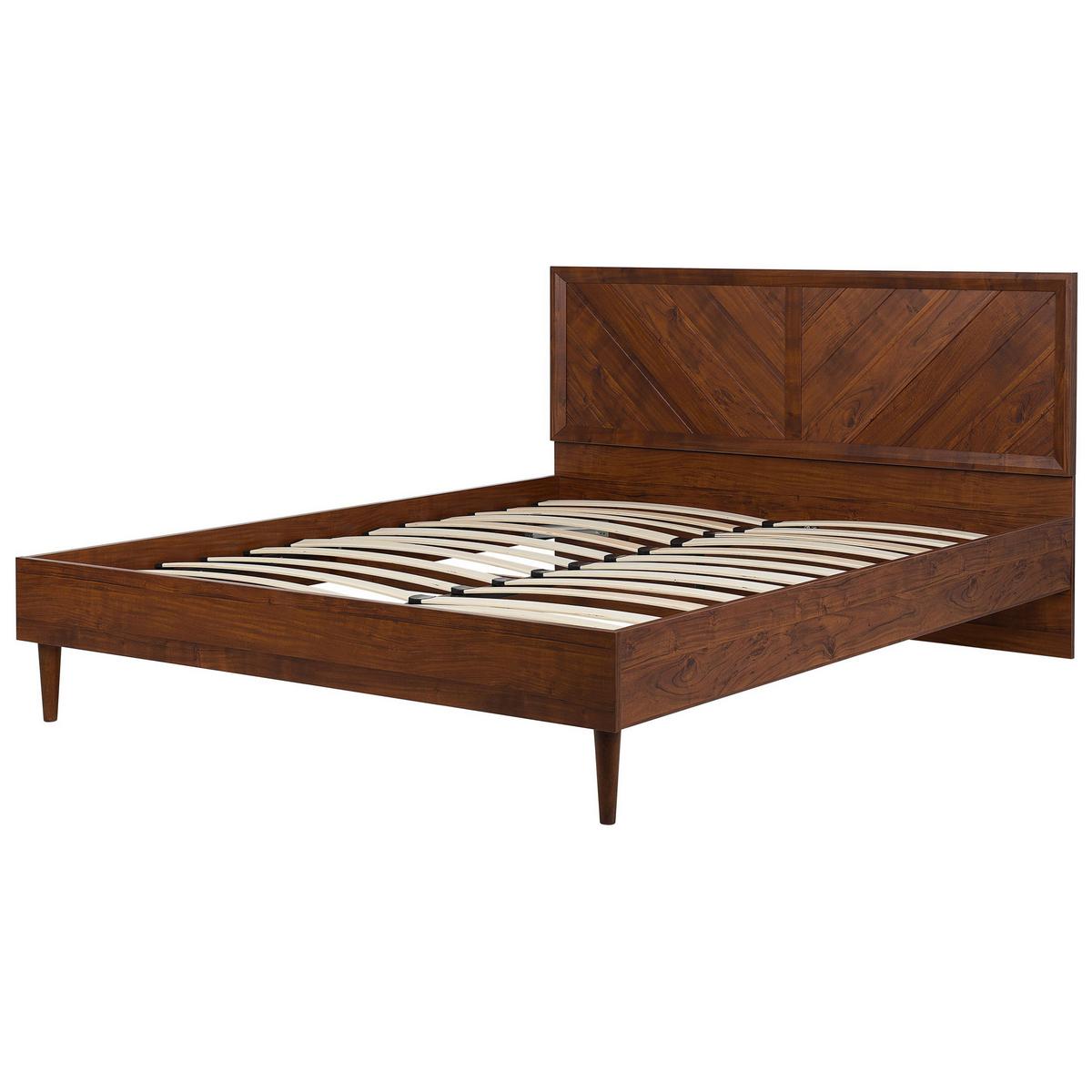 BETT 180/200cm Dunkler Holzfarbton Mialet - Dunkelbraun, Holzwerkstoff (180/200cm) - Beliani