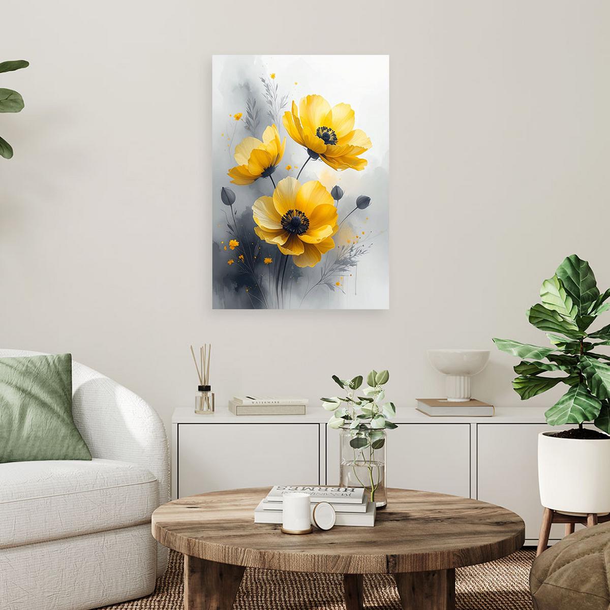 WANDBILD, Gelbe botanische Blumen Natur - Gelb, Textil (40/60cm) - Feeby