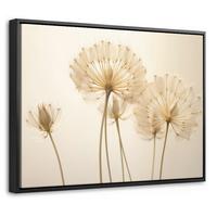 LEINWAND Bilder mit Rahmen - Sonnenlicht - Löwenzahn - Botanisch - Blumen - 40x30 - Creme, Textil (40/30cm) - MuchoWow