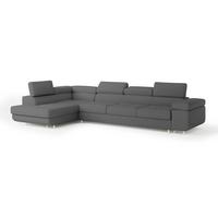 ECKSOFA VICENTE Grau Boucle-Stoff mit Schlaffunktion - Grau, Holz (346/202cm) - MASSENO