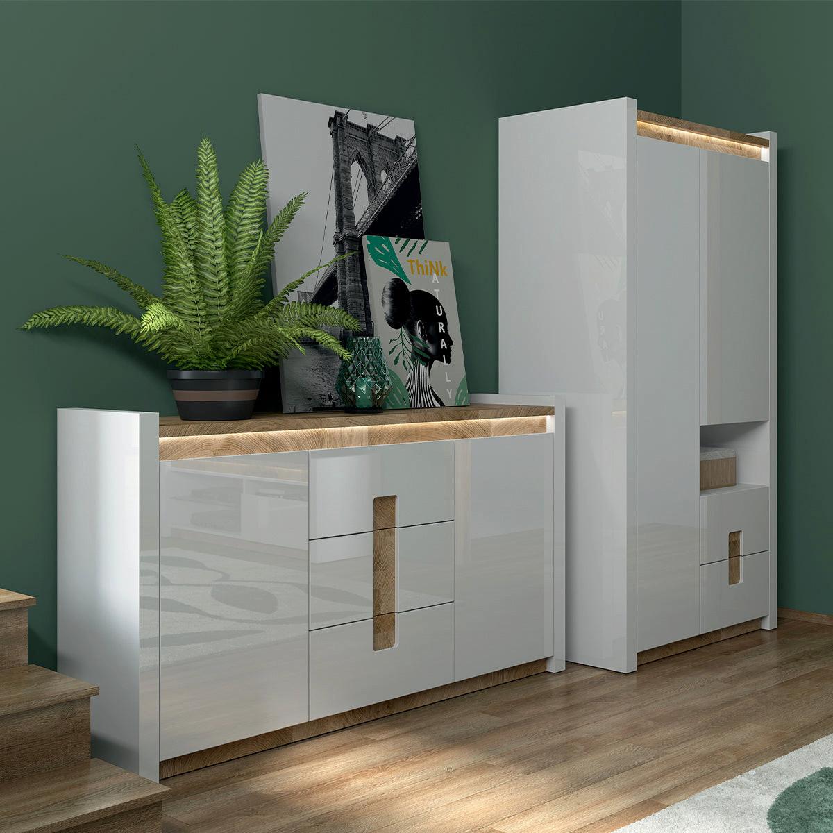 SIDEBOARD Helios Weiß und Holz - Weiß, Holzwerkstoff (172/96.5/41cm) - Petits-meubles