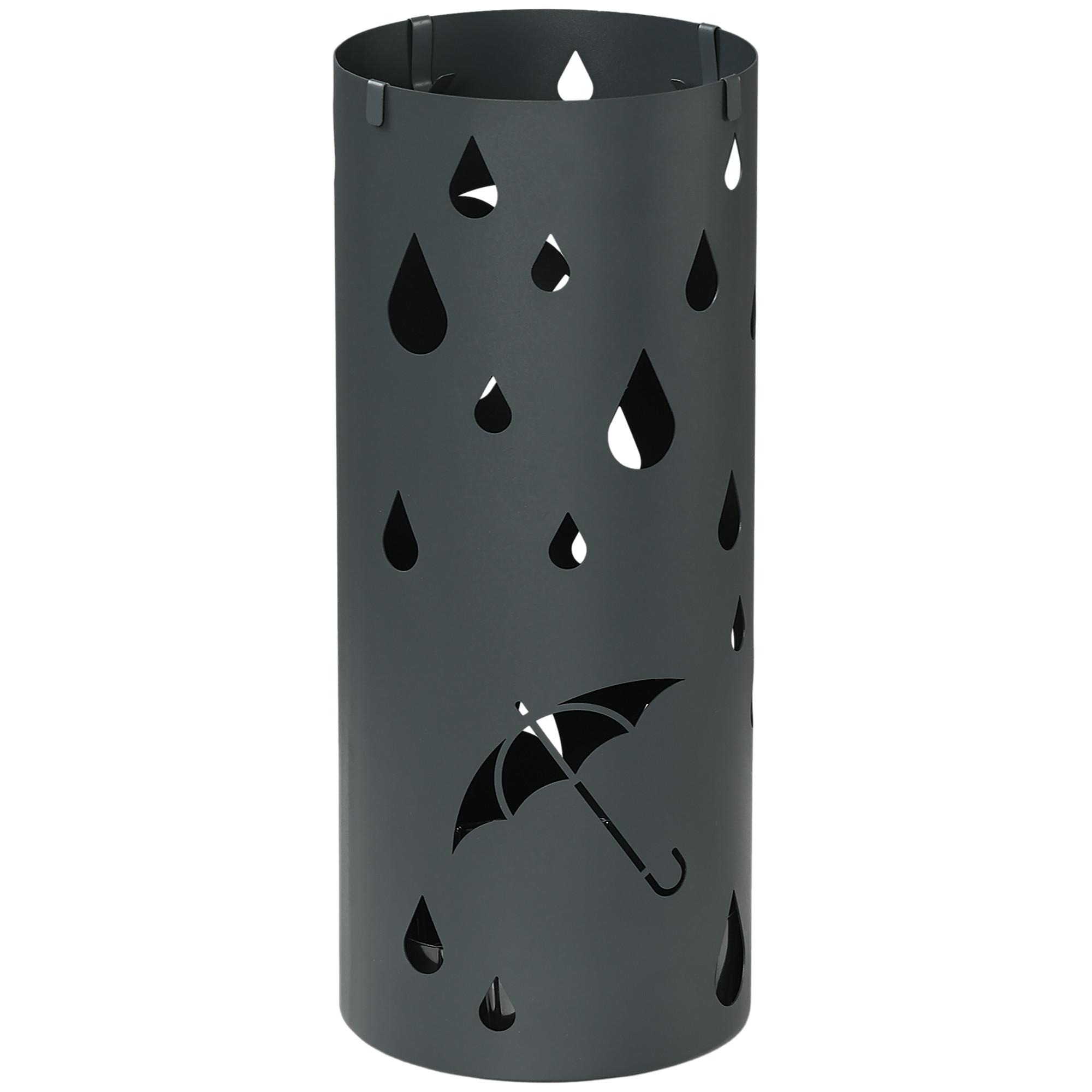 SCHIRMSTÄNDER mit 4 Haken Stahl Ø17 x 41 cm Dunkelgrau - Dunkelgrau, Metall (17/41/17cm) - HOMCOM