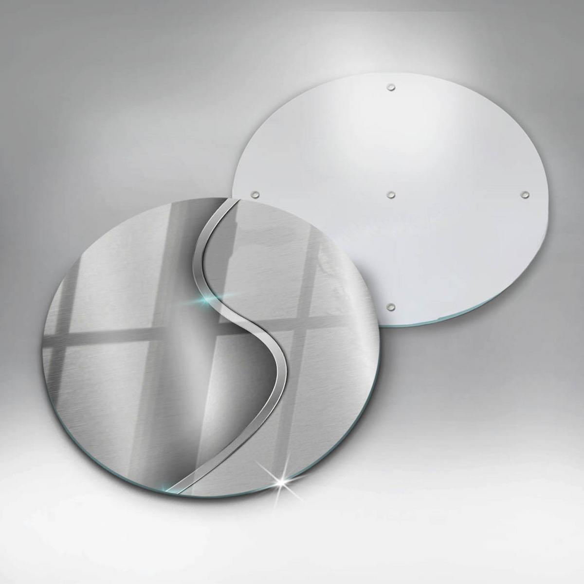 GLASPLATTE Ø 40 cm Silber Metall Abstraktion - Silberfarben, Glas (40/40cm) - Wallfluent