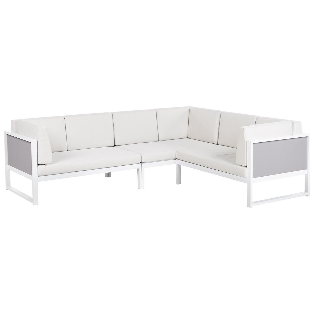 LOUNGE-SET 6-Sitzer Weiß Castella/Fratte - Hellgrau/Weiß, Metall - Beliani