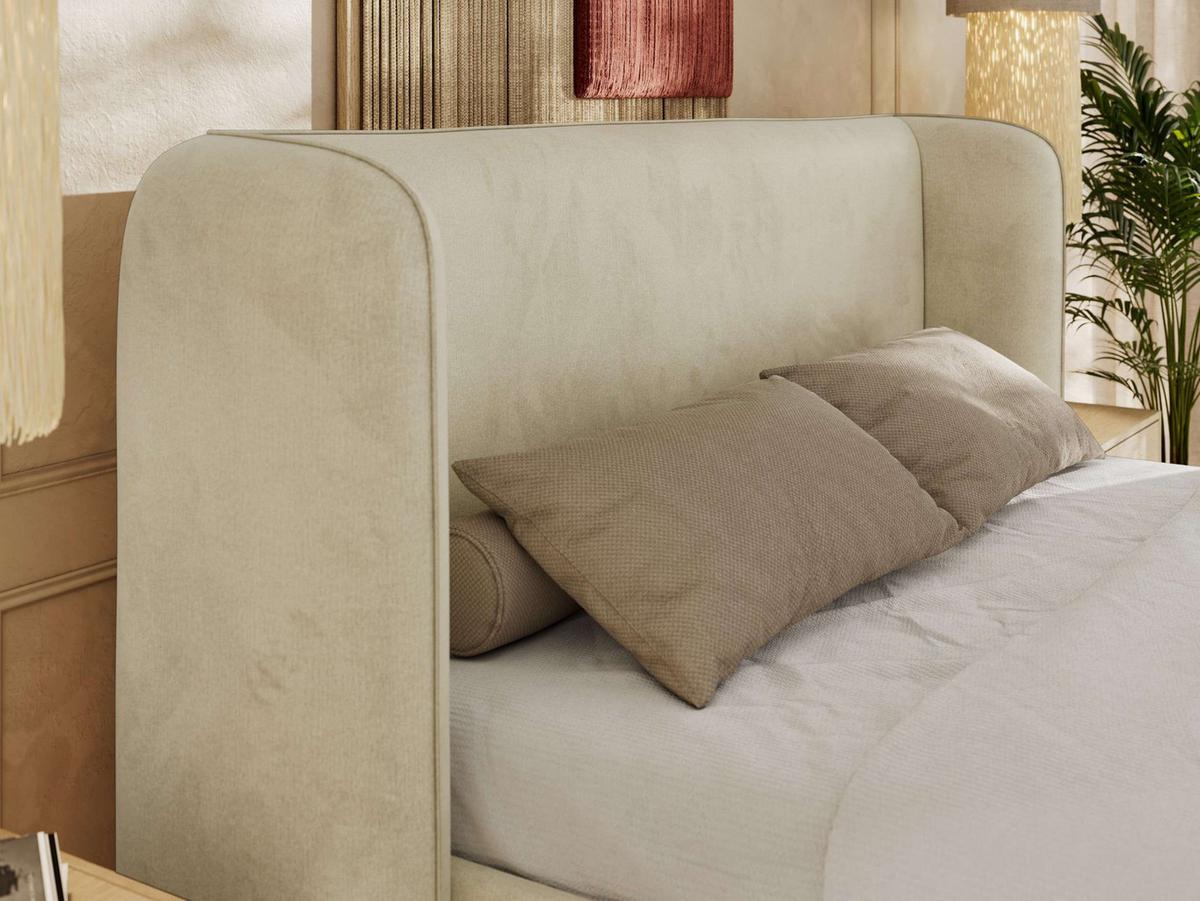 POLSTERBETT EMORA CLASSIC 180/200 - Beige Velvet - Multipocket-Matratze - Beige, Textil (180/200cm) - MKS