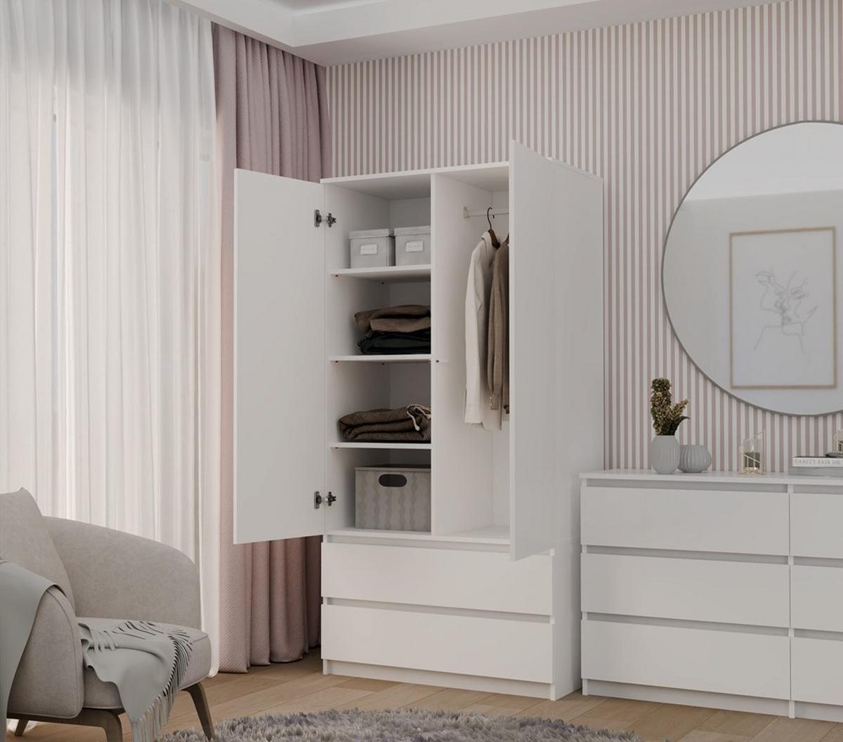 KLEIDERSCHRANK Weiß 90/180/50 - Weiß, Holzwerkstoff (90/180/50cm) - RAUMHIRSCH FURNITURE
