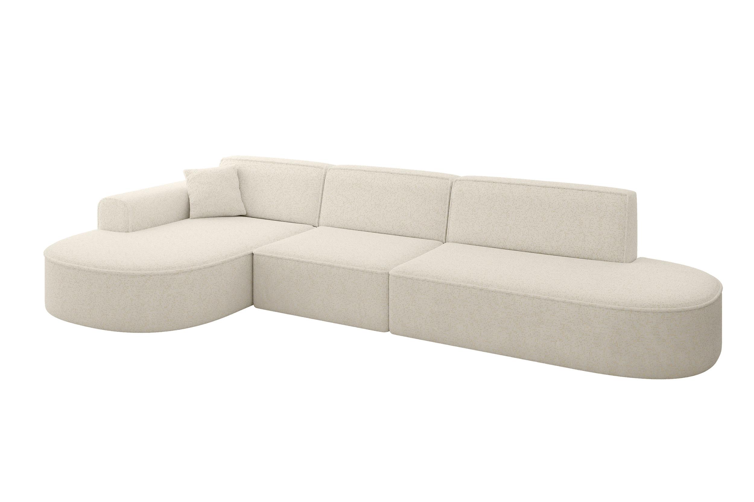 ECKSOFA Ottomane Links MARI-L2 - 328x171x79 cm Creme Tissu - Creme/Schwarz, Holzwerkstoff/Kunststoff (328/171cm) - ALTDECOR