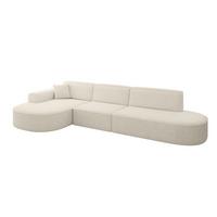 ECKSOFA Ottomane Links MARI-L2 - 328x171x79 cm Creme Tissu - Creme/Schwarz, Holzwerkstoff/Kunststoff (328/171cm) - ALTDECOR