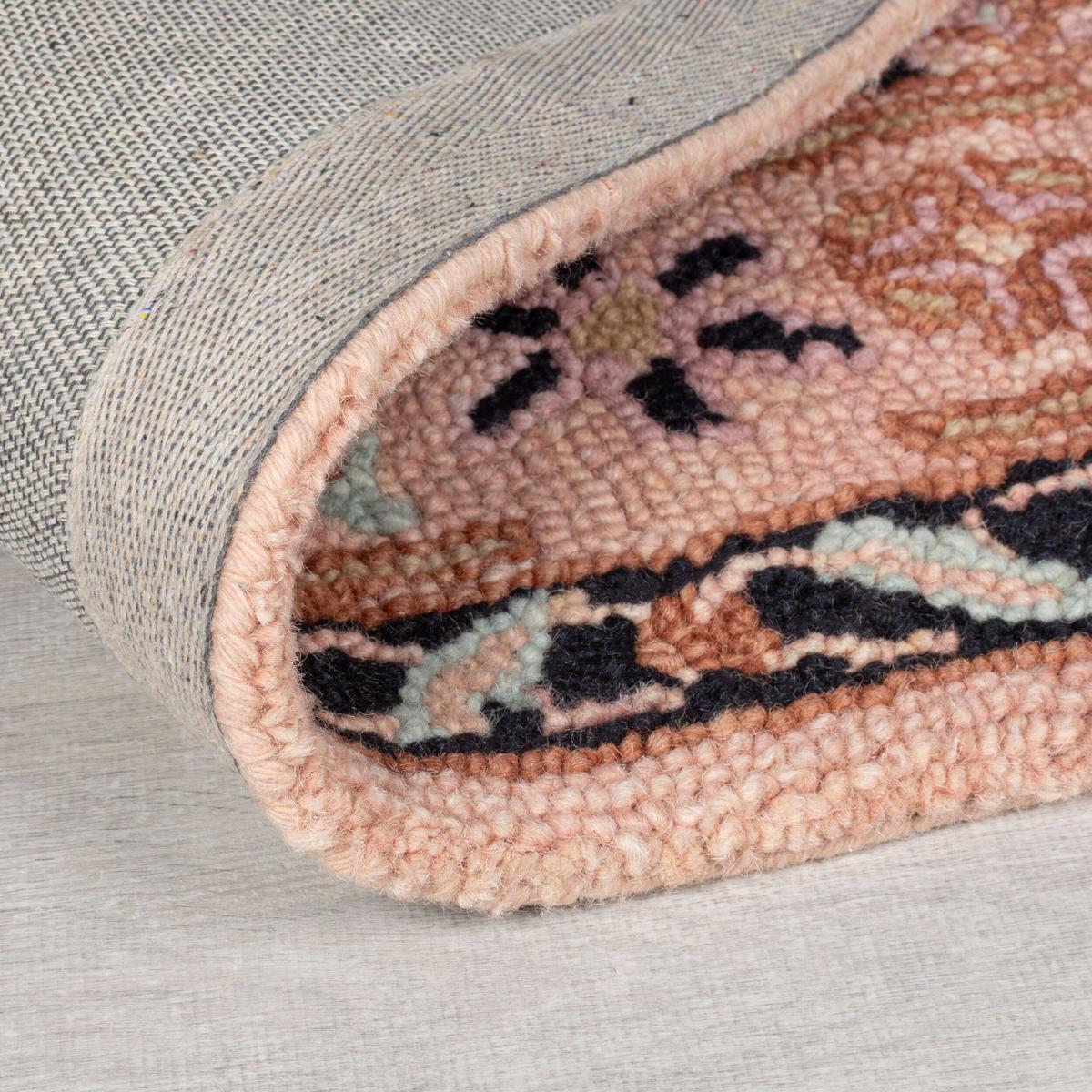 WOLLTEPPICH SOAR, mit Traditionelles Blumenmuster, Rosa-Schwarz, 160 x 230 cm - Rosa, Textil (230/160cm) - KADIMA DESIGN