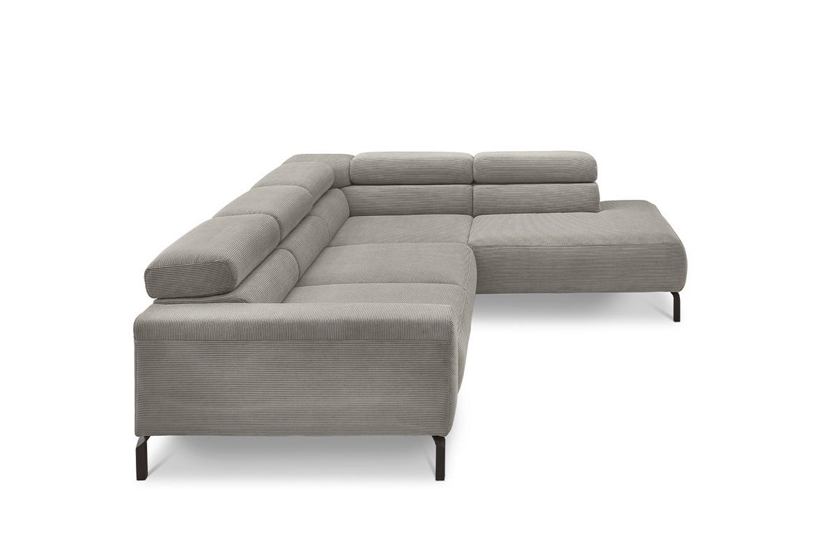 ECKSOFA MIT MOTORISCHEM SITZVORZUG DELIA Grau Cord Relaxfunktion - Schwarz/Grau, Textil/Metall (276/219cm) - KAWOLA