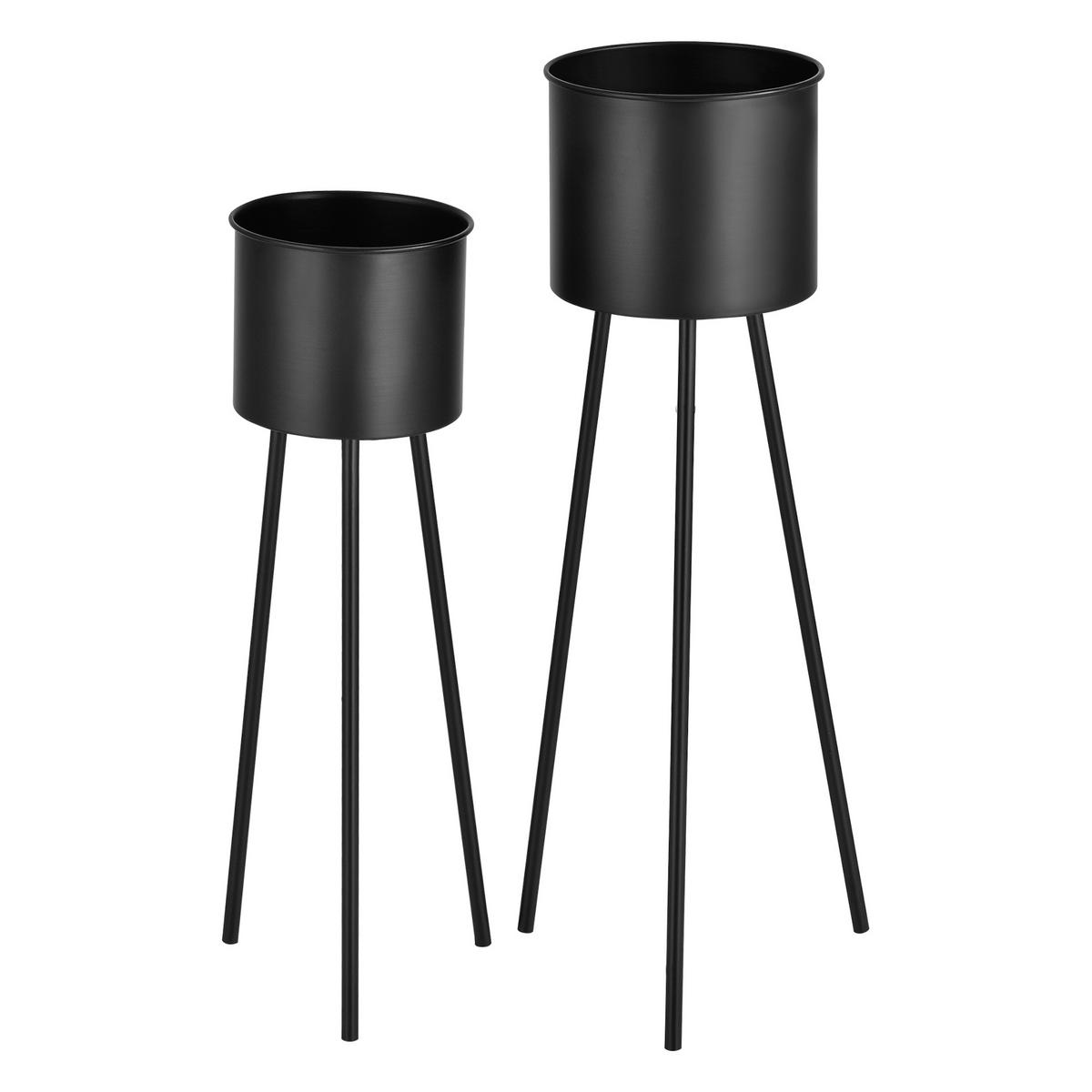 PFLANZENSTÄNDER-SET 2 TLG. Dalhem - Schwarz, Metall (32/79/32cm) - [en.casa]