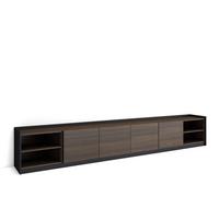 LOWBOARD, Tv-Schrank, Für TV-Geräte bis zu 80", Eiche und Schwarz, 310/37/50cm - Dunkelbraun, Holzwerkstoff (310/50/37cm) - Skraut Home