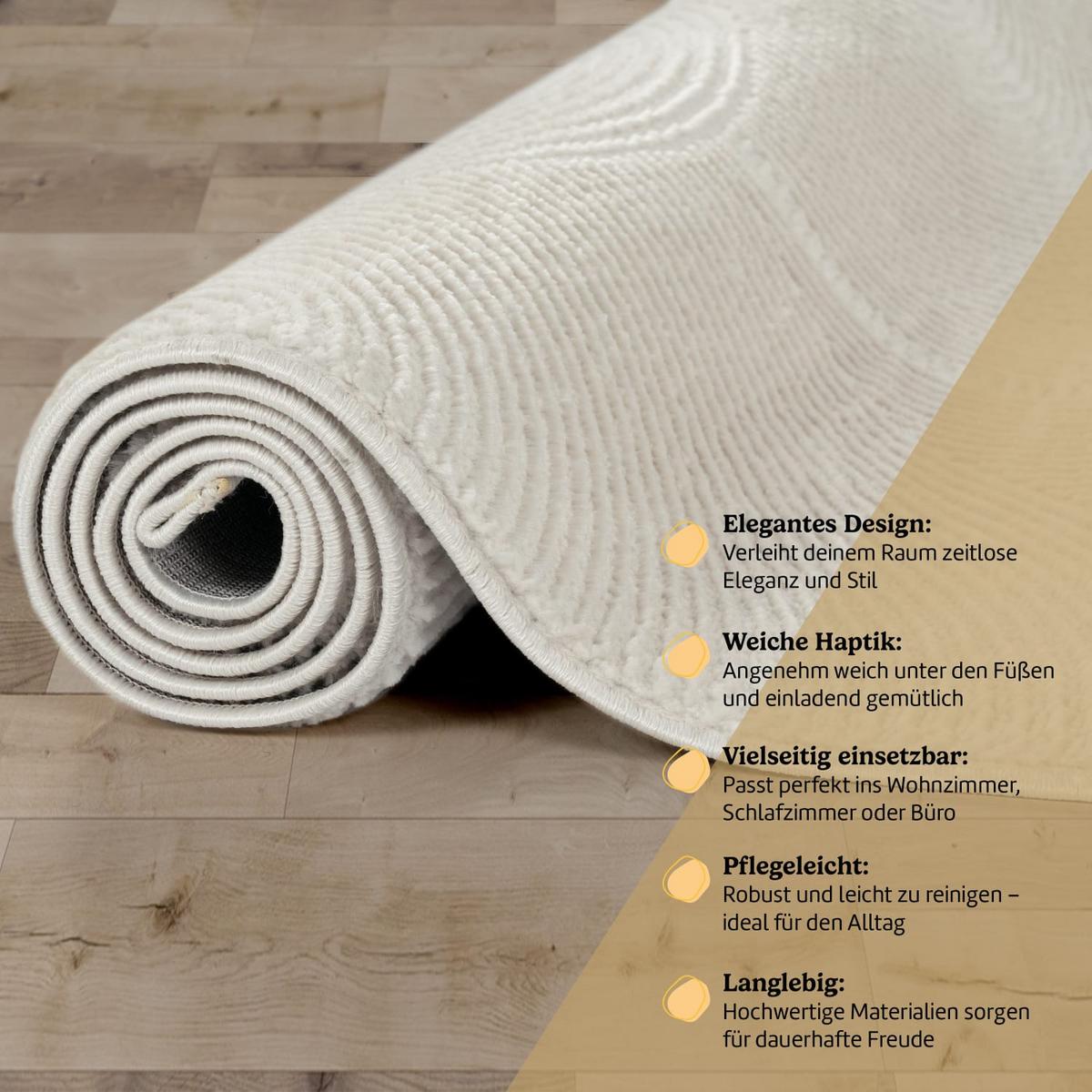 KURZFLORTEPPICH, abstrakt, Florhöhe 9 mm, Creme, 80 x 150 cm - Creme, Textil (150/80cm) - KADIMA DESIGN
