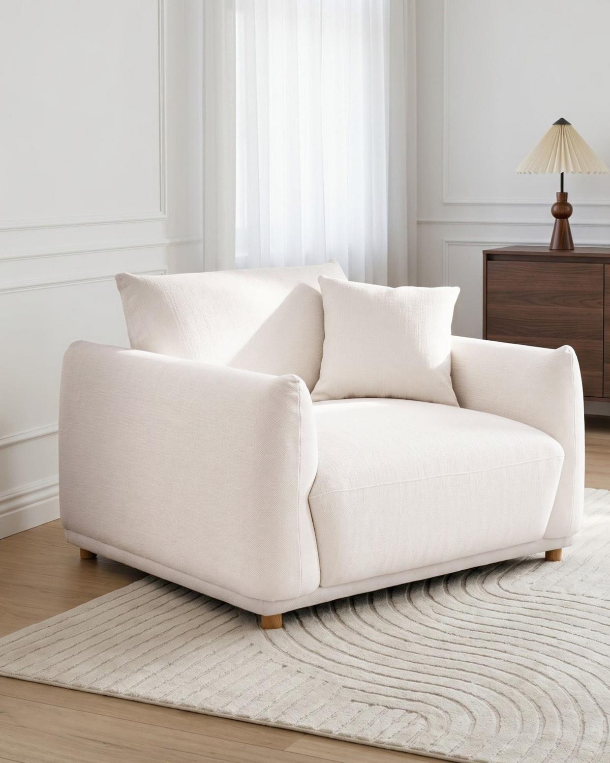 SESSEL Stoff Cremeweiß Jubek - Creme/Weiß, Textil (120/81/104cm) - Beliani