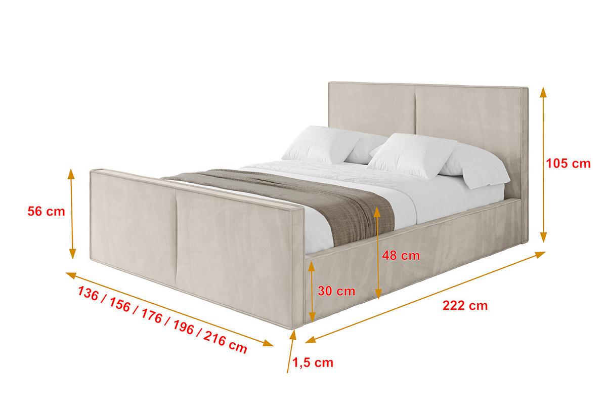 POLSTERBETT mit Bettkasten, Fußteil und Lattenrost, Boxbett ohne Matratze - EMMI-Z 180x200 Beige - Beige, Holzwerkstoff/Textil (180/200cm) - ALTDECOR