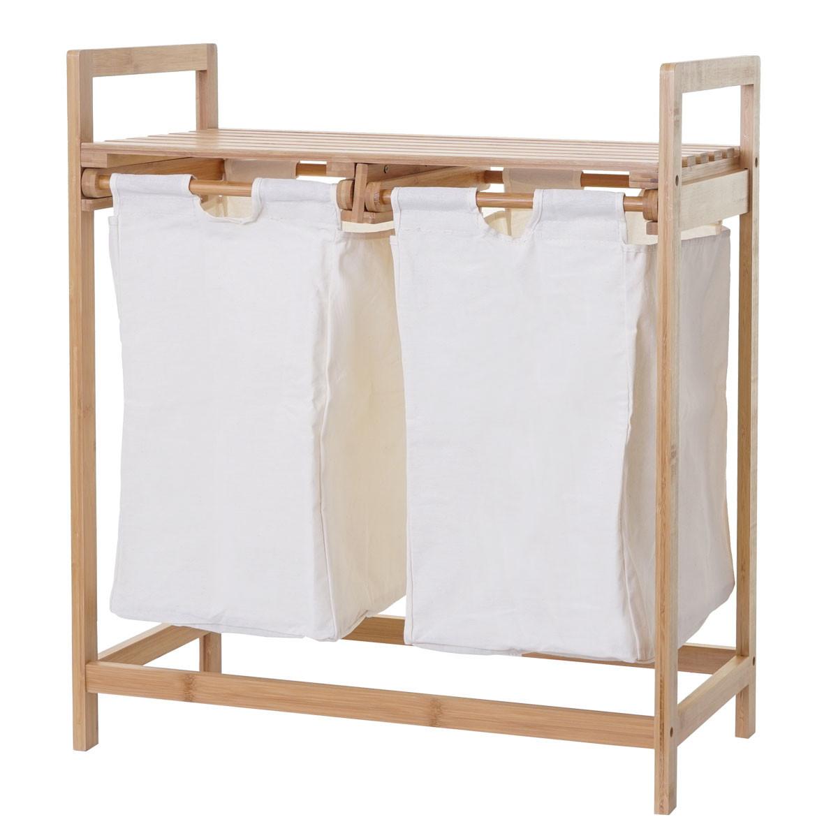 WÄSCHESAMMLER Braun, Weiß - Braun/Weiß, Holz (64/74/33cm) - MCW