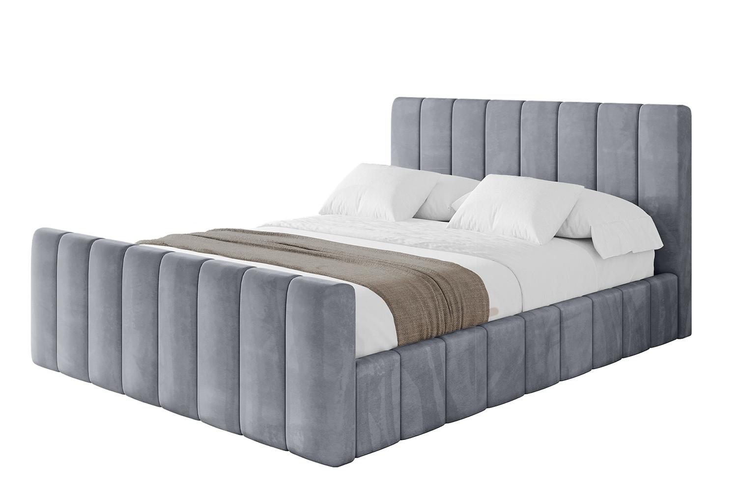 POLSTERBETT mit Bettkasten, Fußteil und Lattenrost, Boxbett mit Matratze H3/H4 - FINO-Z 180x200 Grau - Grau, Holzwerkstoff/Textil (180/200cm) - ALTDECOR