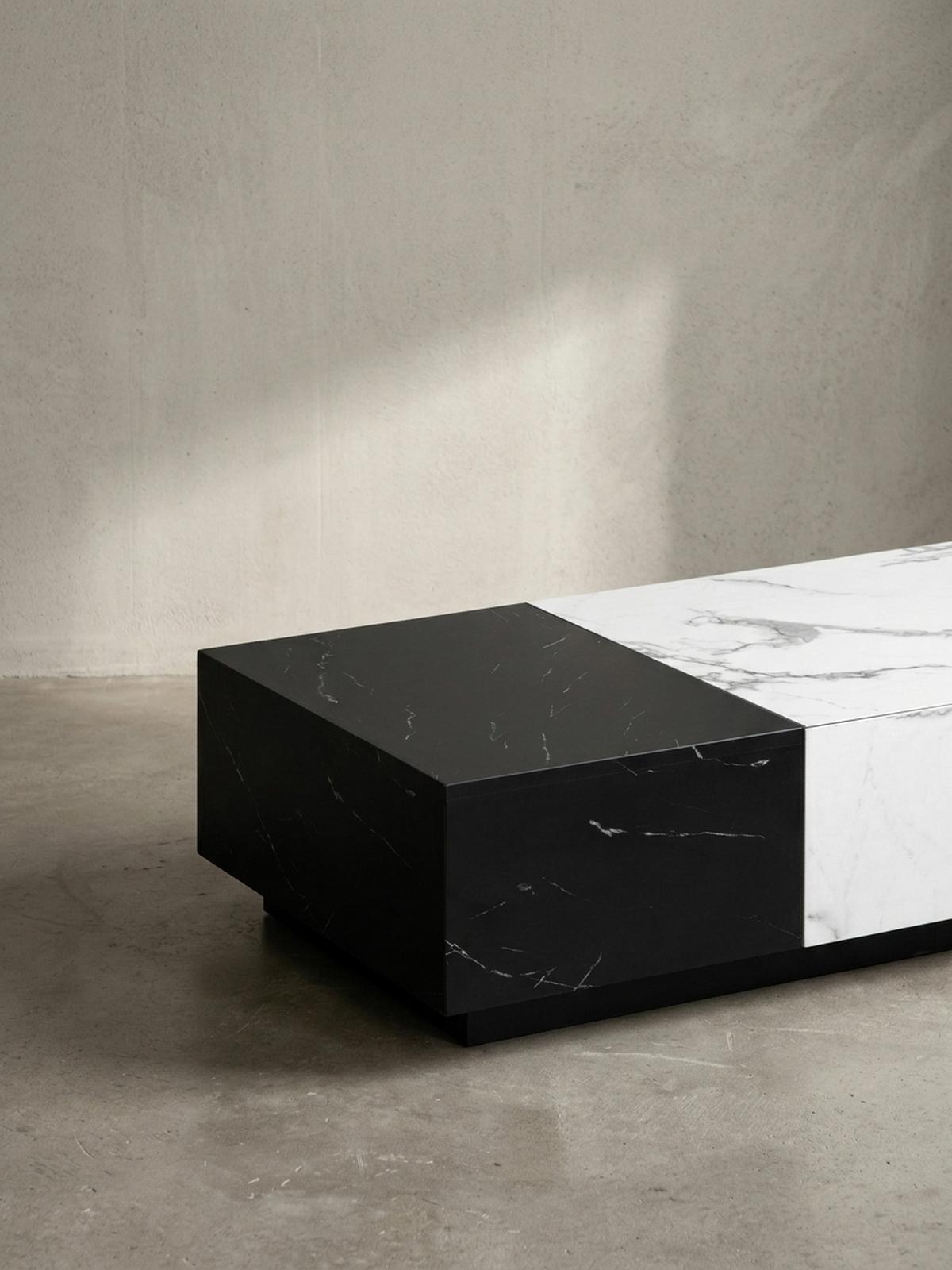 COUCHTISCH Weiß Schwarz Marmor-Optik 120x60x28 cm mit Schubladen und Stauraum - Schwarz/Weiß, Holzwerkstoff (60/120/28cm) - KADIMA DESIGN