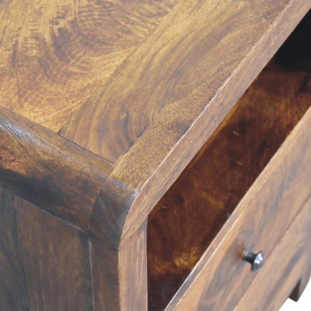 NACHTTISCH Aspen mit 2 Schubladen, 1 Offenes Regal, Braun - Messingfarben/Braun, Mangoholz/Holz (45/60/35cm) - Artisan Furniture