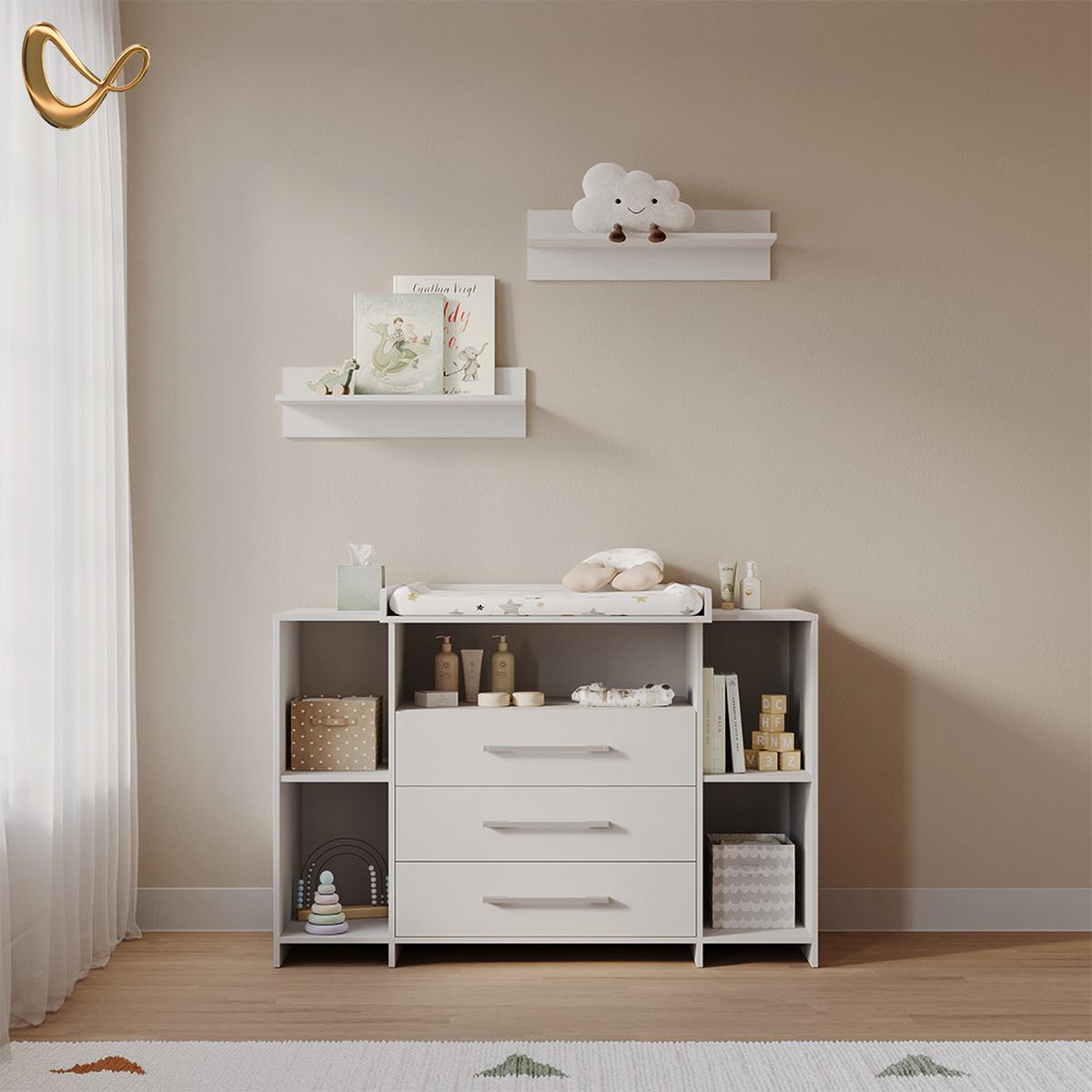 WICKELKOMMODE Torino Weiß XL mit Schubladen - Weiß, Holzwerkstoff (143/100/70cm) - Livinity®