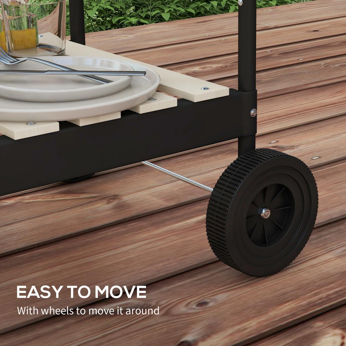 HOLZKOHLEGRILL aus Metall mit Räder - Rot, Metall (47/95/103cm) - Outsunny