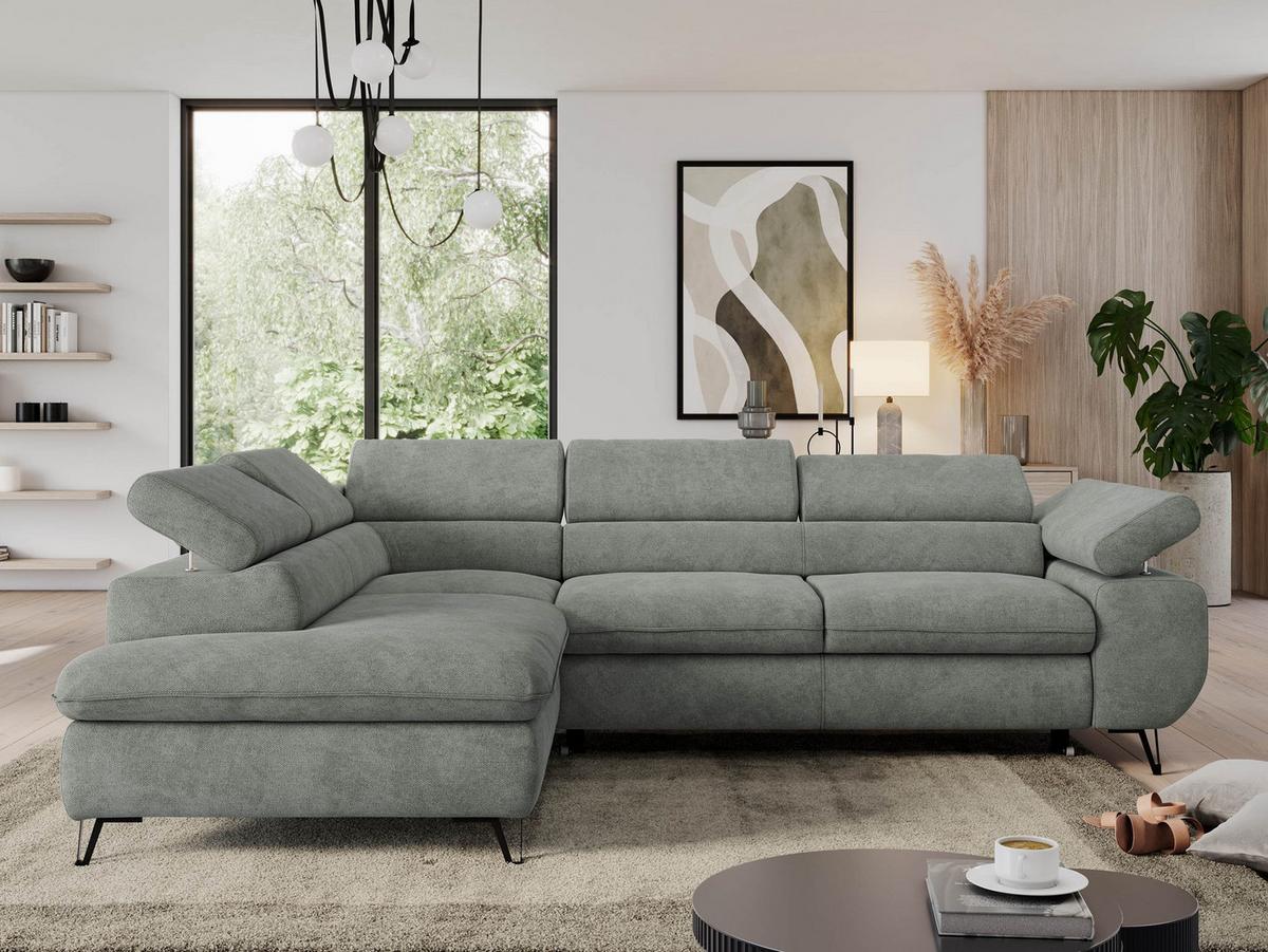 ECKSOFA PEDRO L Grau Struktur - Links Seite - Schwarz/Grau, Textil/Metall (208/273cm) - MKS