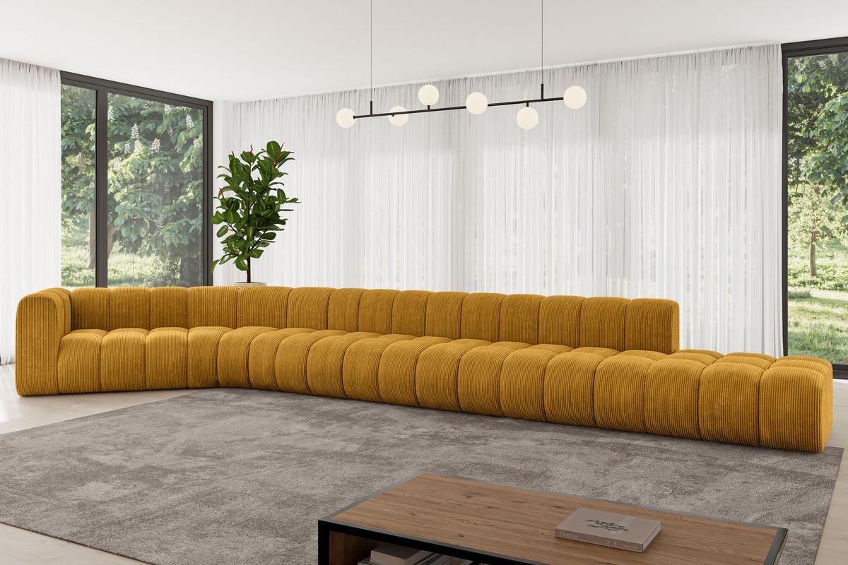 ECKSOFA modulares Sofa Tilmo-L3 - 581x194x70 cm Senfgelb - Currygelb, Holzwerkstoff/Textil (581/194cm) - ALTDECOR