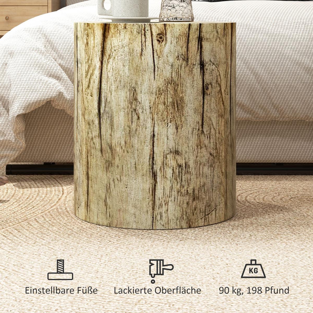 BEISTELLTISCH, Beton, Naturholz - Naturfarben, Kunststoff (37/37/43cm) - HOMCOM