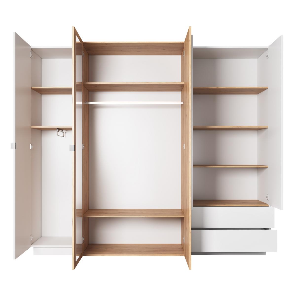 DREHTÜRENSCHRANK TRES 230/201,8/51,6 cm 5-türig Weiß - Orange/Weiß, Holzwerkstoff (230/201.8/51.6cm) - MASSENO