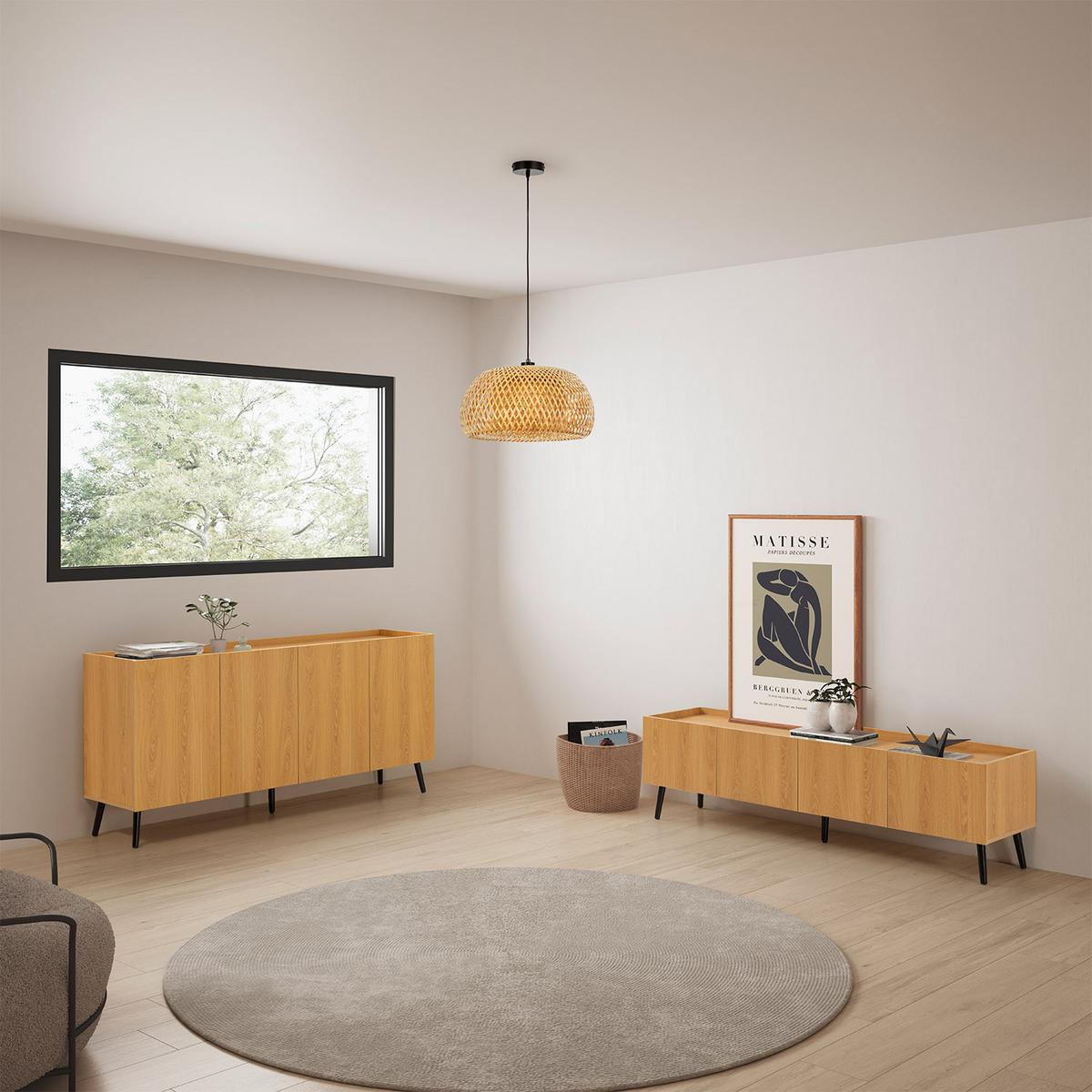 TV-ELEMENT Siren 4 türen Eichenfarbe - Honigeiche, Holzwerkstoff (160/45/40cm) - VS Venta-stock
