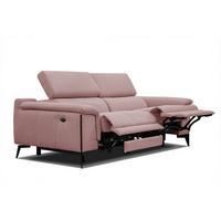 RELAXSOFA MATERA 3-Sitzer mit 2 Relaxfunktionen, hellrot - Hellrot/Schwarz, Holzwerkstoff/Textil (212/82/103cm) - Wozimo