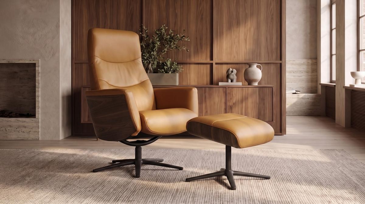 RELAXSESSEL VANITAS Kastanienbraun Leder Relaxfunktion - Kastanienfarben/Schwarz, Leder/Metall (75/108/86cm) - KAWOLA