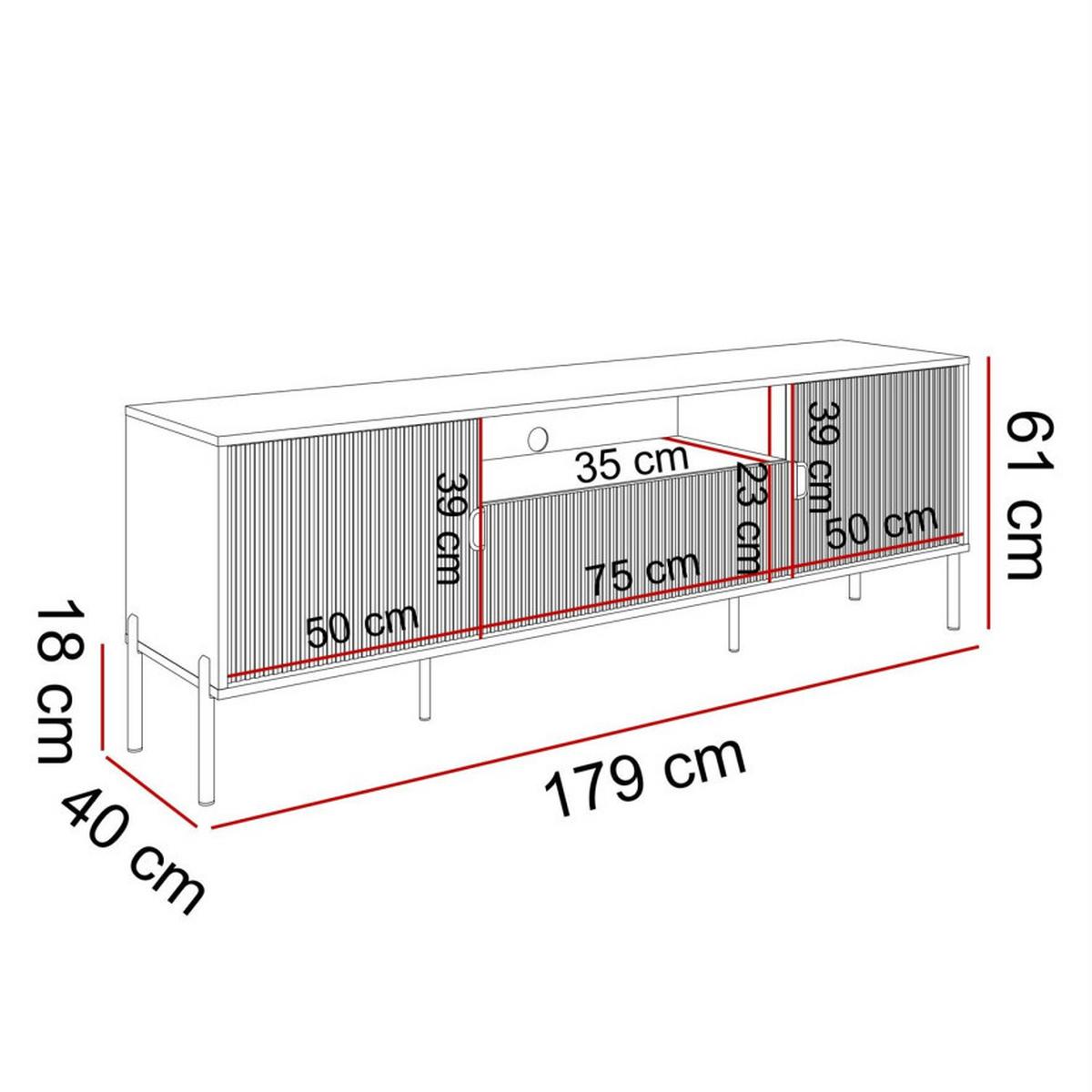 TV Rack DALIA 180 cm - Kaschmir/Goldfarben, Holzwerkstoff (179/58/40cm) - Lookway