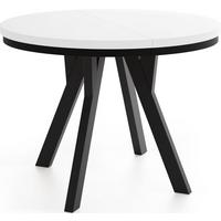 ESSTISCH Strato Black runder ausziehbarer, Weiß 100-200/100/77 cm - Schwarz/Weiß, Holz/Holzwerkstoff (100/200/77cm) - WFL GROUP