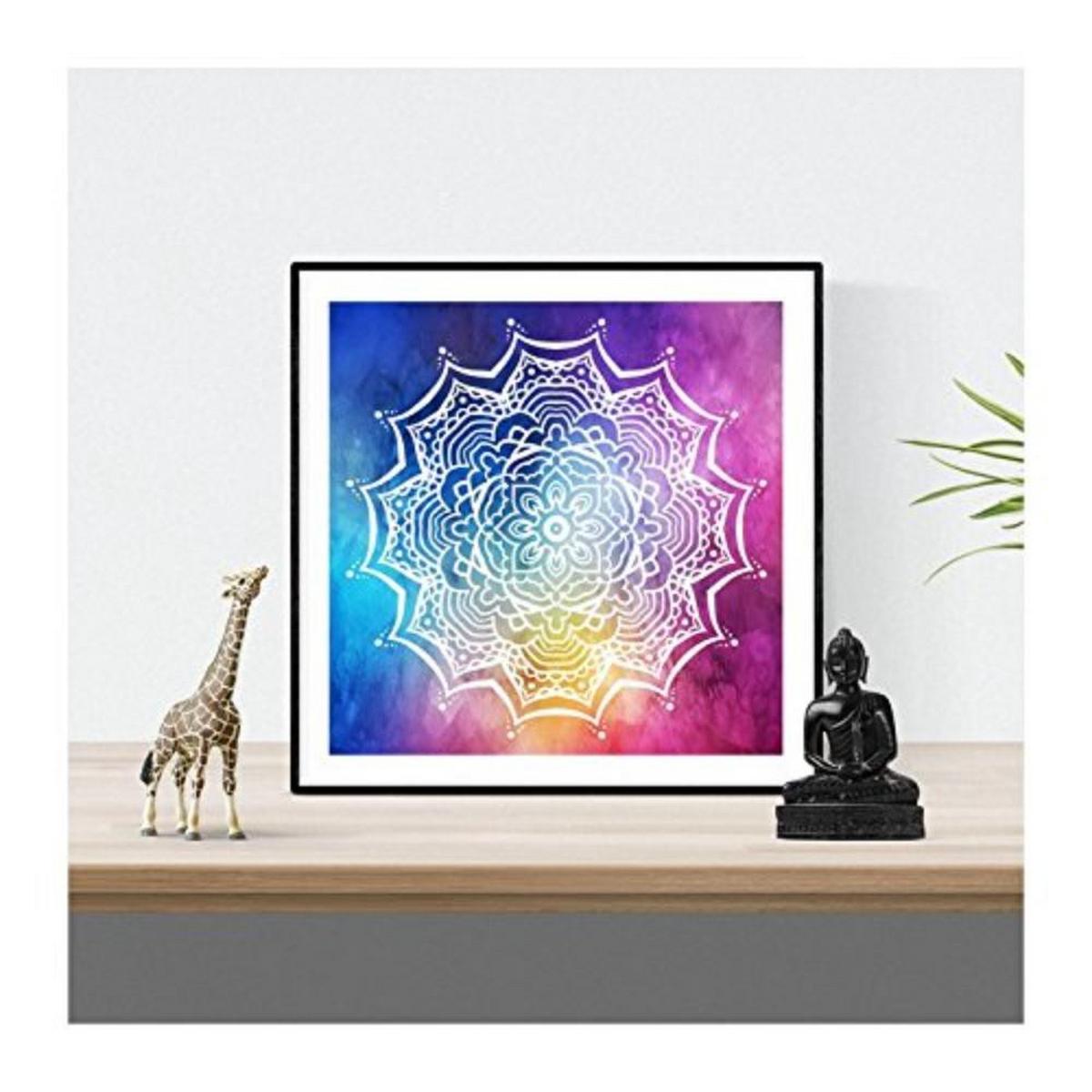 POSTER Set mit 4 Mandalas Sinnlichkeit 20x20cm Schwarzer Rahmen - Schwarz, Papier (20/3cm) - Nacnic