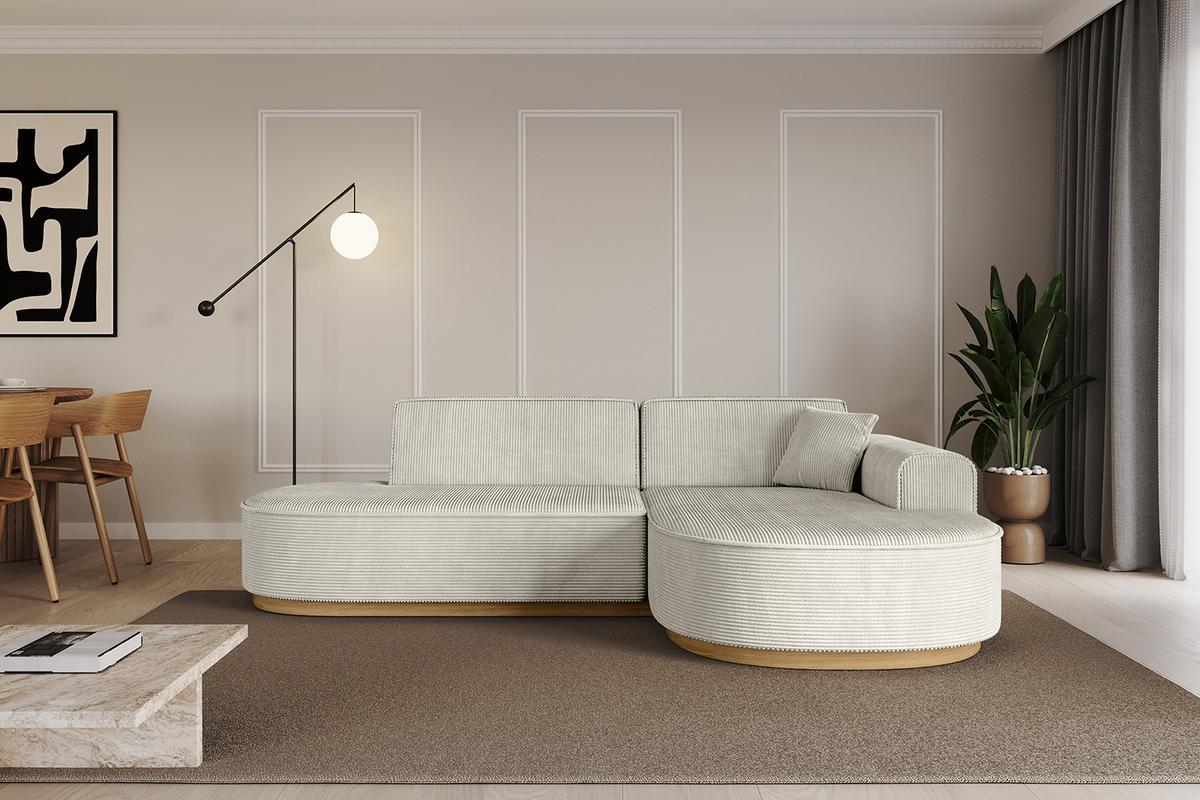 ECKSOFA Ottomane Rechts MARI-L1-v2 - 243x171x83 cm Creme Cord - Hellgrau/Creme, Holzwerkstoff/Textil (171/243cm) - ALTDECOR