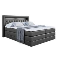 BOXSPRINGBETT NOEL GOLD KING - 180x200 - H3/H4 - Schwarz Hochglanz - Schwarz Hochglanz, Holzwerkstoff (180/200cm) - ALTDECOR