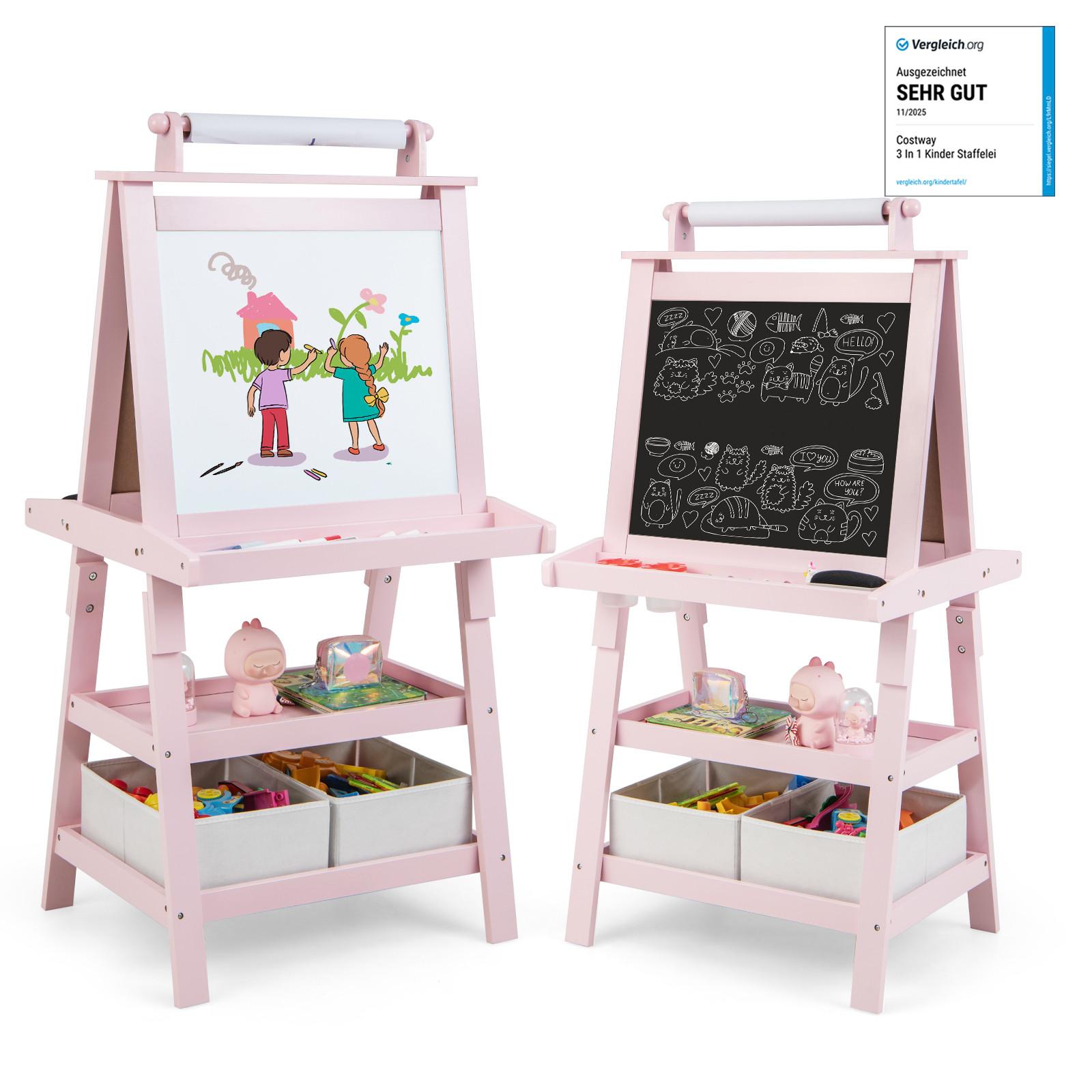 STAFFELEI Rosa - Pink, Holz (59/117/50cm) - COSTWAY