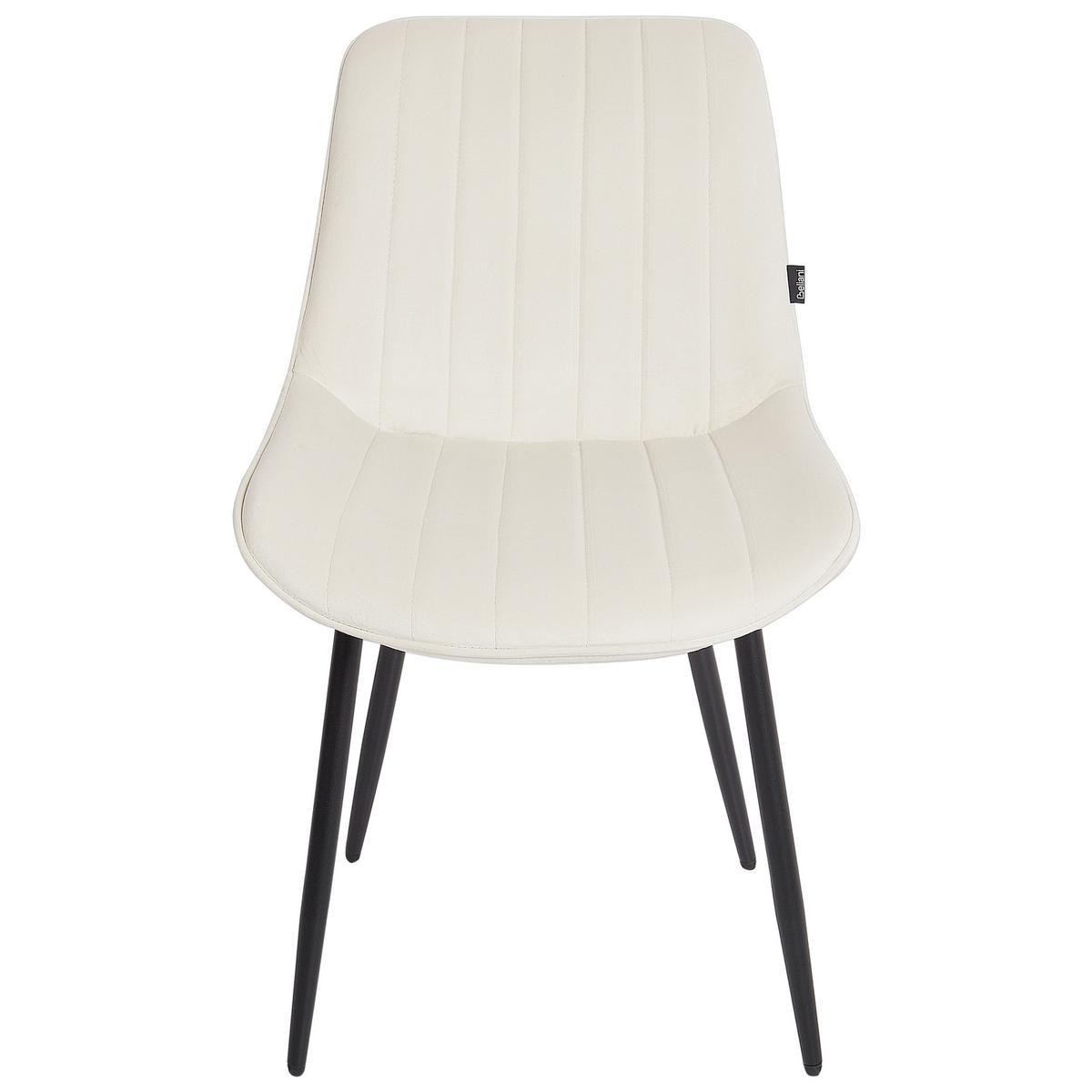 ESSZIMMERSTUHL 2er-Set Samtstoff Helles Beige Dubrovnik - Creme/Schwarz, Textil (53/81/58cm) - Beliani