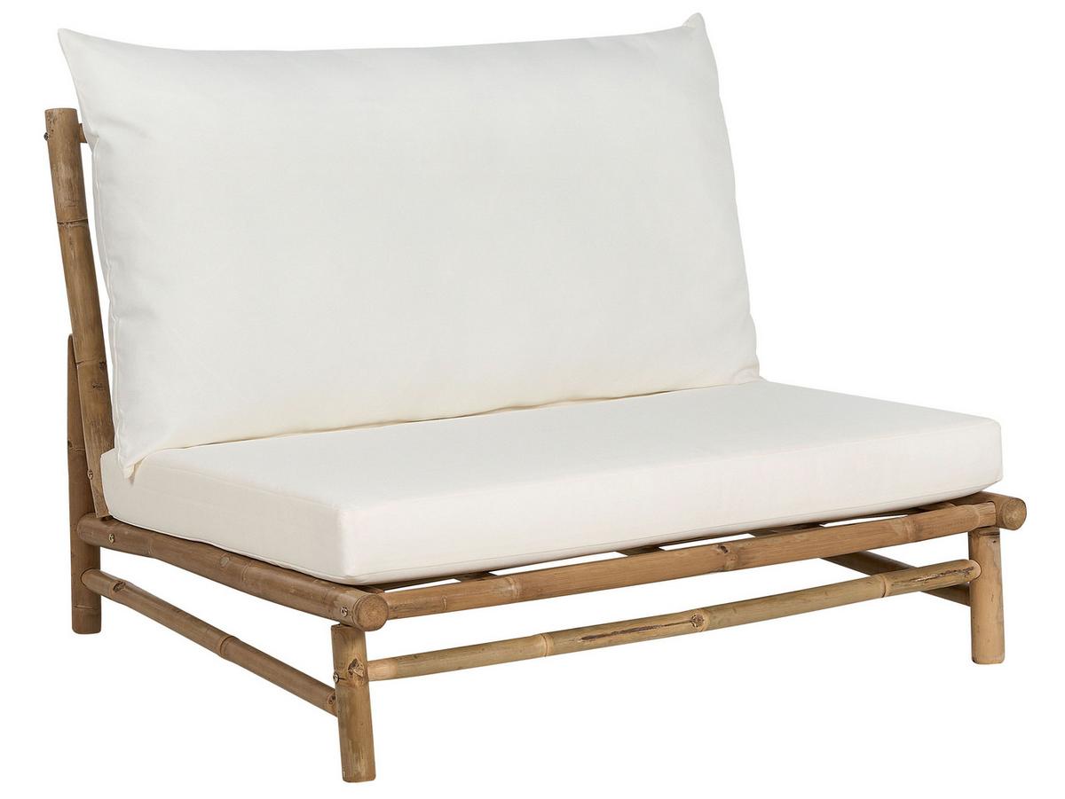 LOUNGE SET 2-Sitzer Hellbraun Auflagen cremeweiß Todi - Hellbraun/Creme, Holz - Beliani