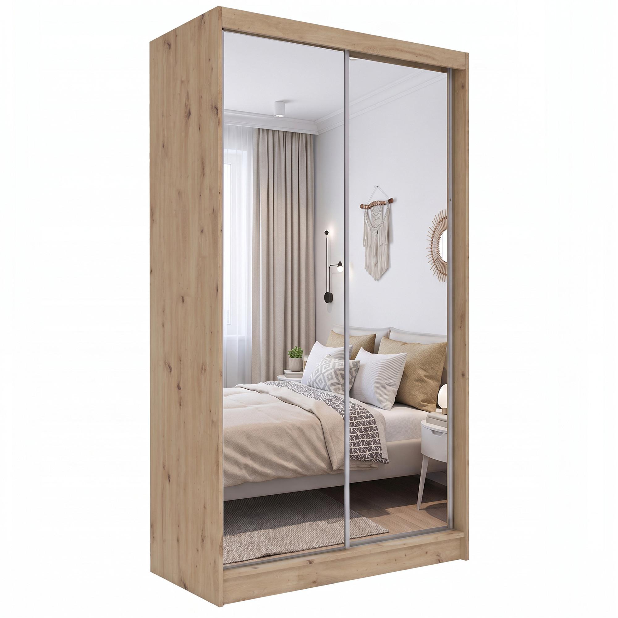SCHWEBETÜRENSCHRANK Debra II 120/216/61 eiche Artisan mit Spiegel und Schubladen - Eiche Artisan, Holzwerkstoff (120/216/61cm) - Beautysofa