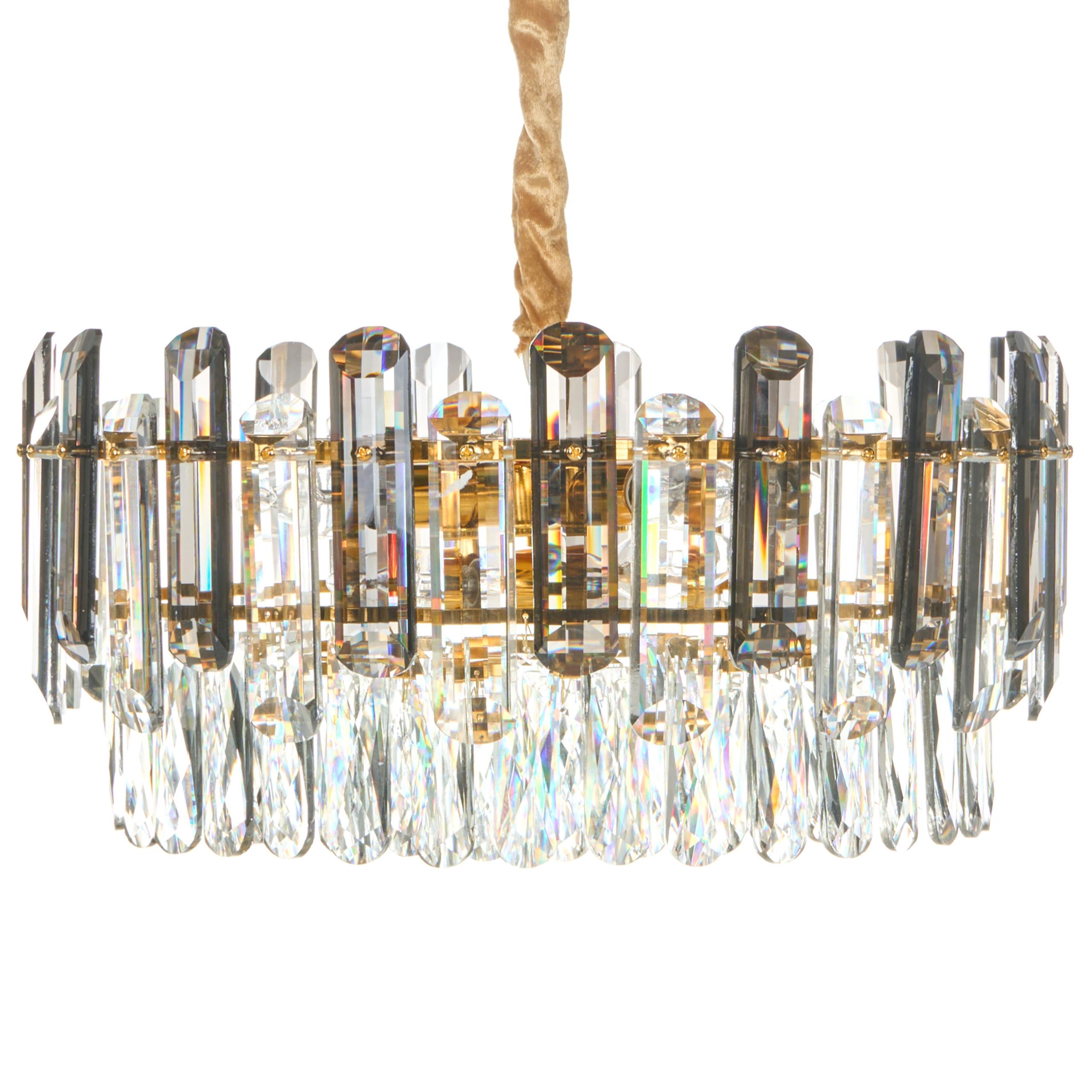 KRONLEUCHTER Glas Gold Mantaro - Transparent/Goldfarben, Glas (48/48/86cm) - Beliani