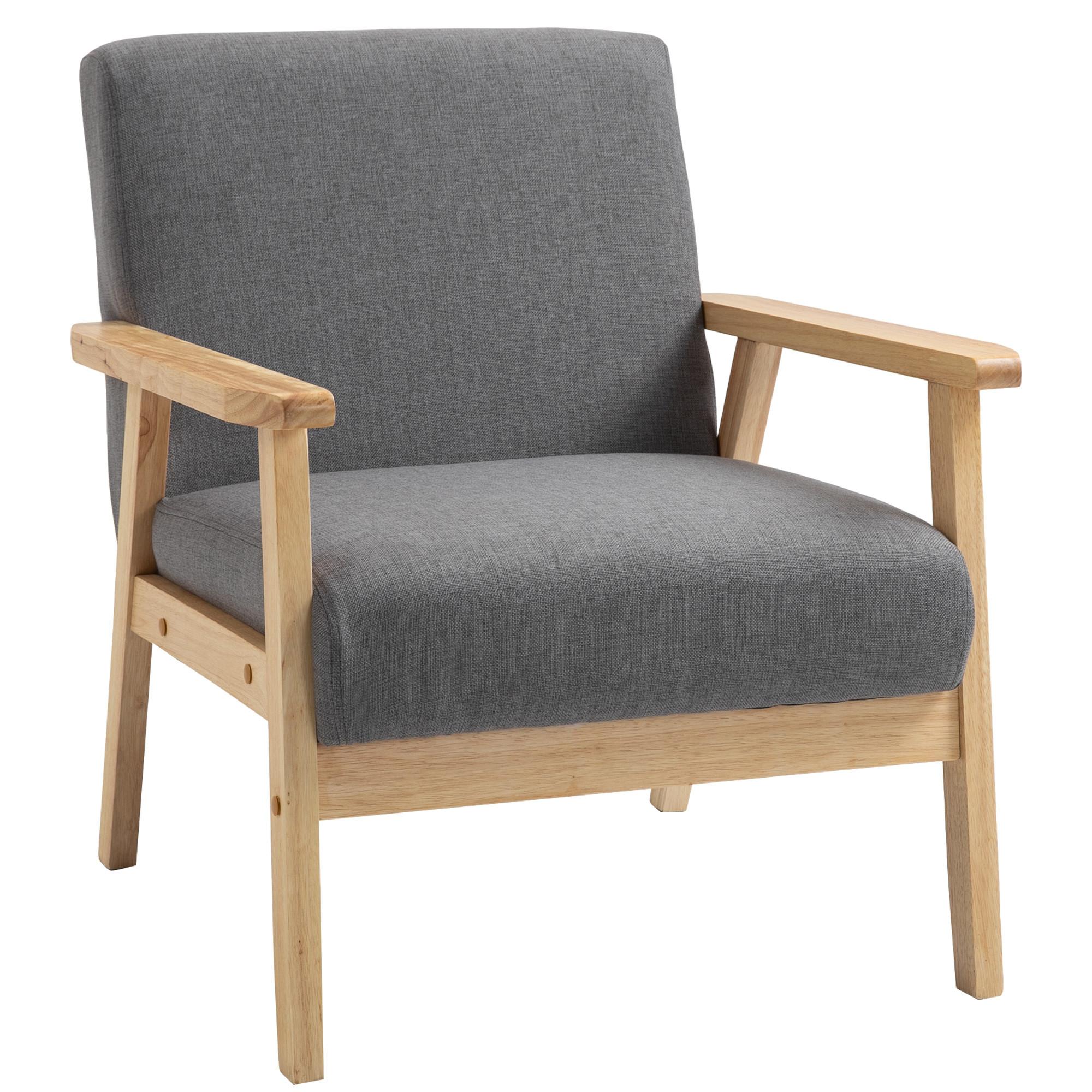 SESSEL mit Armlehnen in Leinenoptik - Grau, Textil (70/72/64cm) - HOMCOM