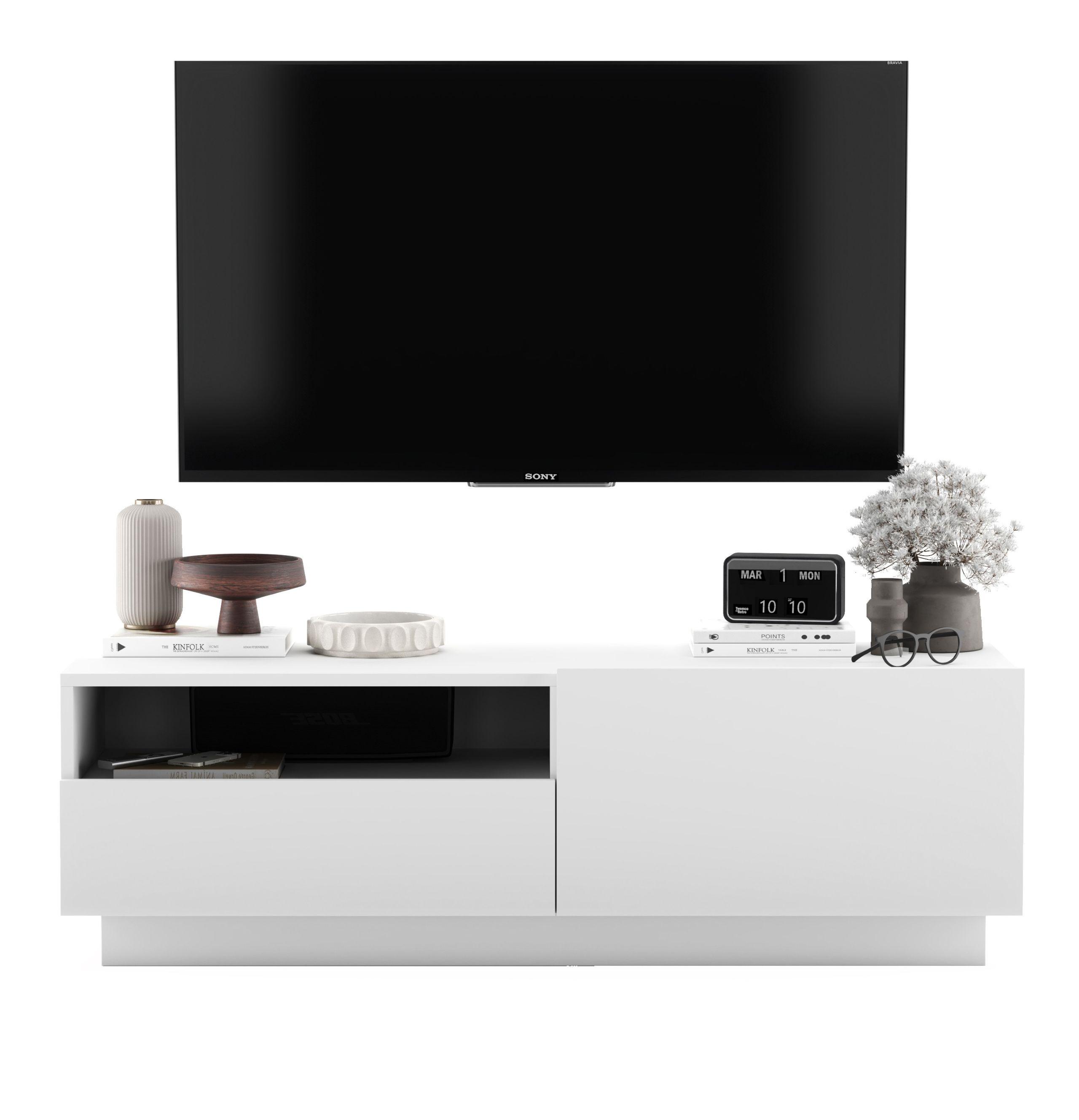 TV-SCHRANK Enjoy Weiß matt Loft Schublade 120 cm - Weiß, Holzwerkstoff (120/37/35cm) - Meble Lindner