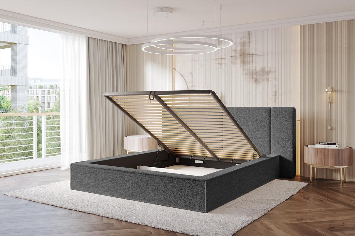 POLSTERBETT mit Bettkasten und Lattenrost, Bett mit Matratze H3/H4 - RIVO 180x200 Grau - Greige, Holzwerkstoff/Textil (180/200cm) - ALTDECOR