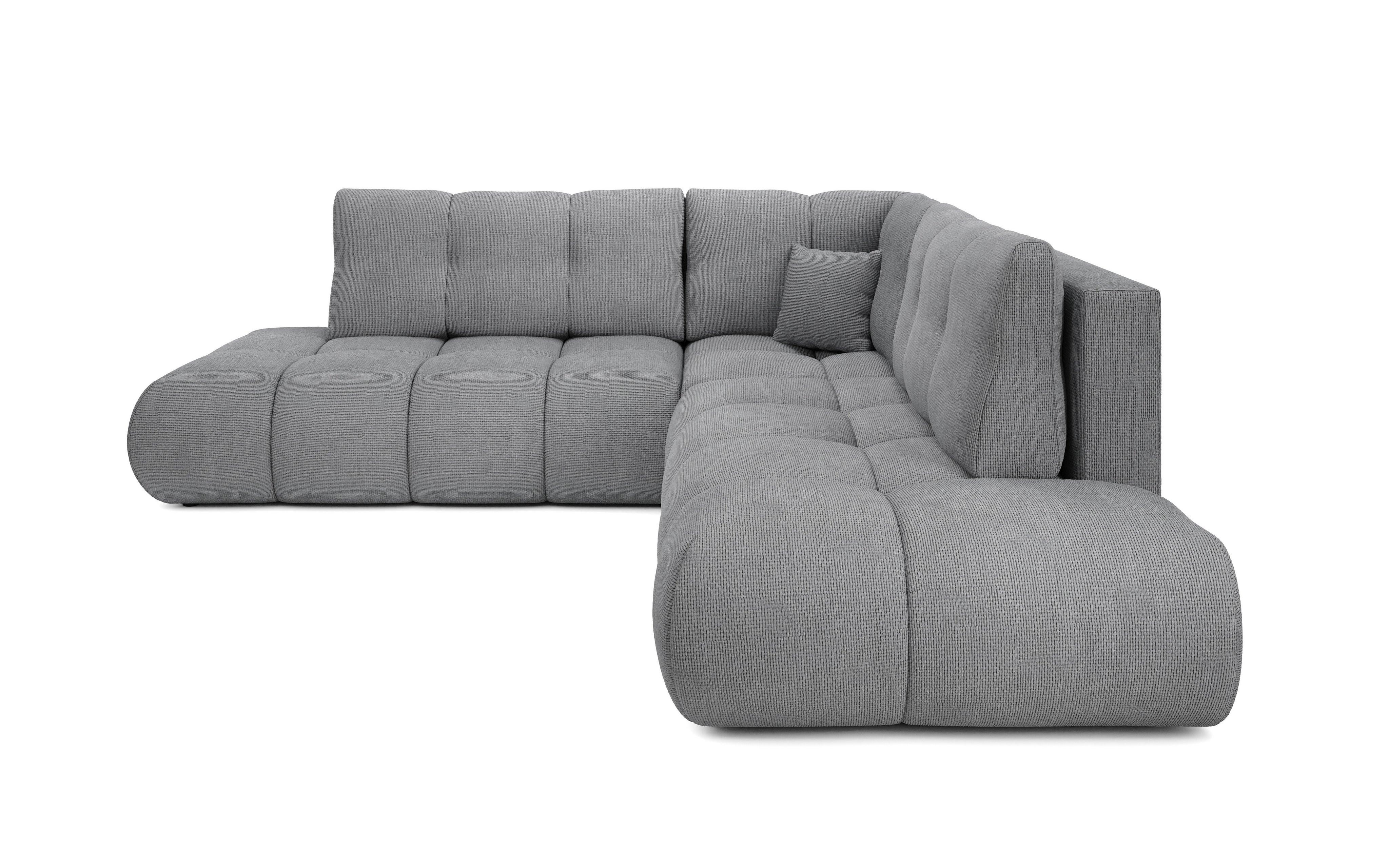 ECKSOFA DUCA II R-S Grau Chenille mit Schlaffunktion - Hellgrau, Holz (266.5/266.5cm) - MASSENO