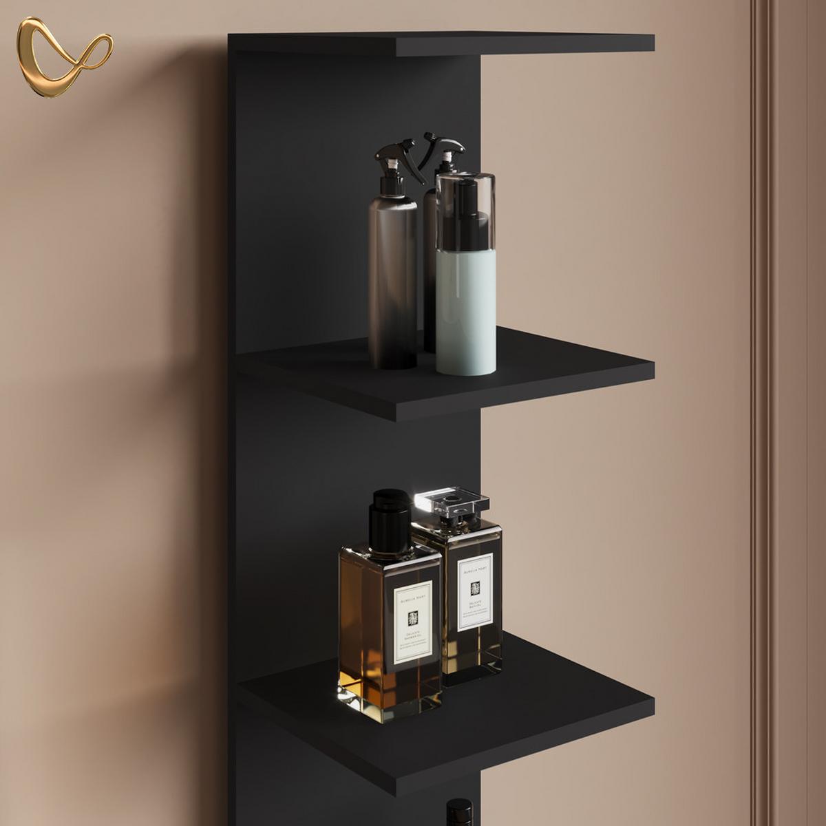 WANDREGAL Vesuvio Schwarz 30 x 190 cm - Schwarz, Holzwerkstoff (30/190/28cm) - Livinity®